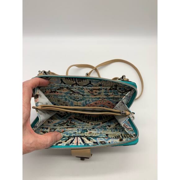 Sakroots Crossbody Purse Tech Wallet Teal Pattern - Picture 7 of 15